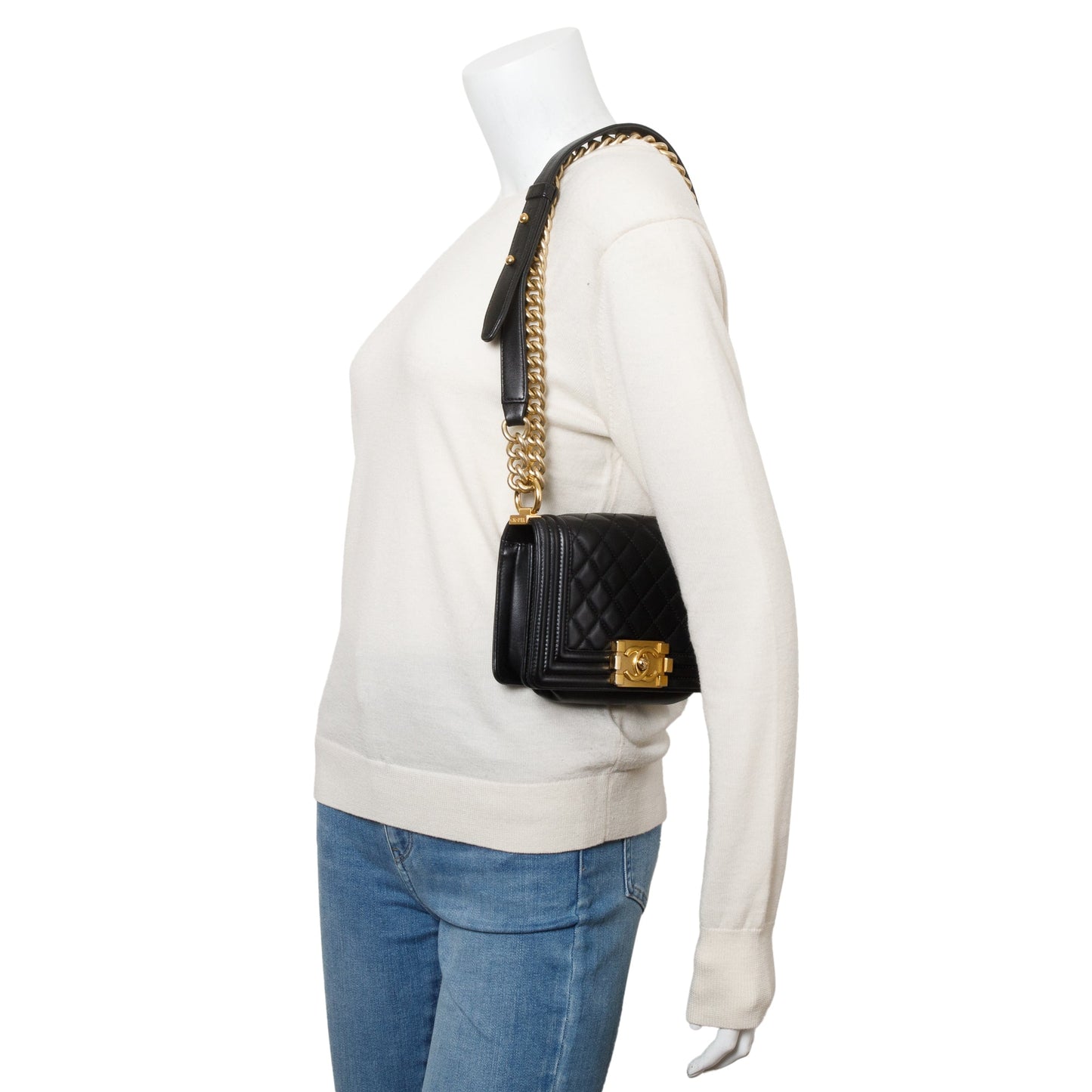 Chanel Black Quilted Lambskin Leather Small Boy Bag