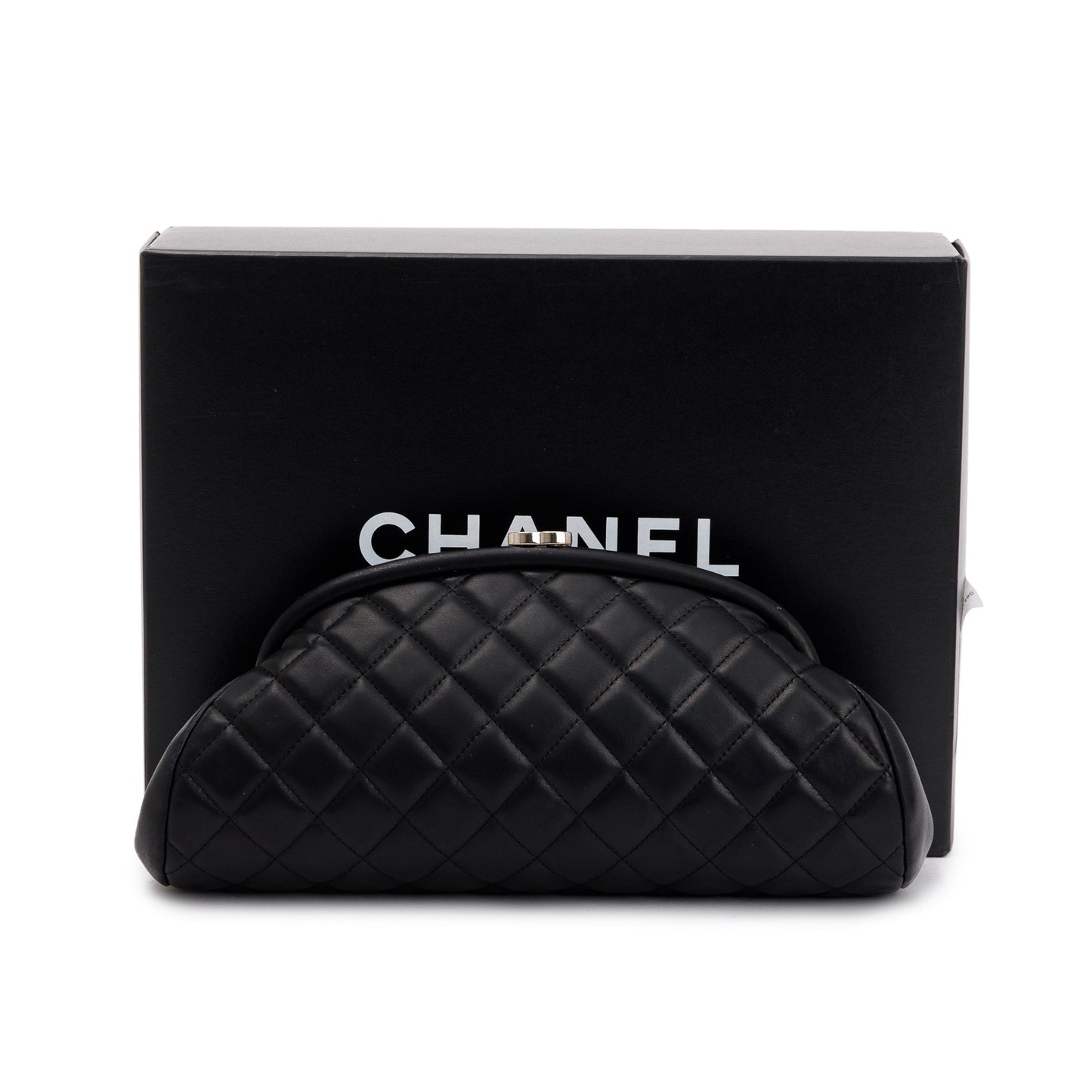 Chanel Black Quilted Lambskin Leather Timeless Frame Clutch