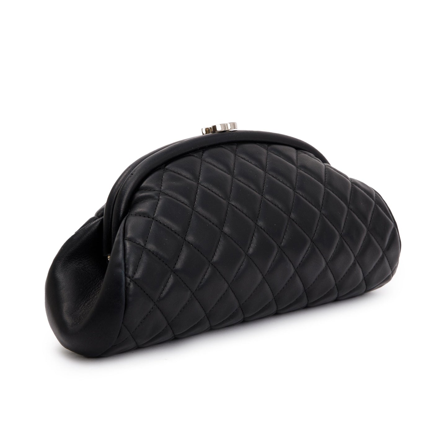 Chanel Black Quilted Lambskin Leather Timeless Frame Clutch