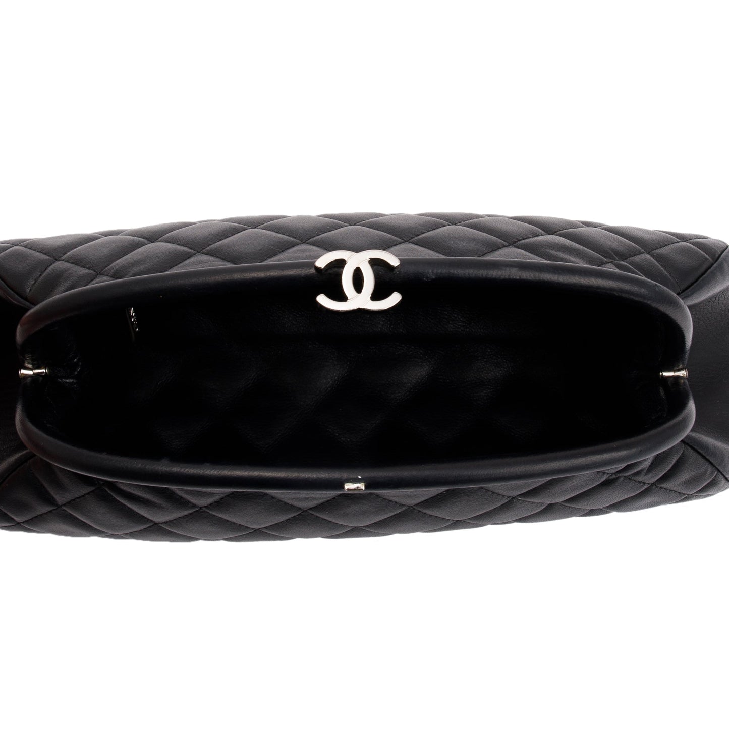 Chanel Black Quilted Lambskin Leather Timeless Frame Clutch
