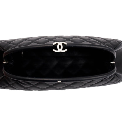 Chanel Black Quilted Lambskin Leather Timeless Frame Clutch