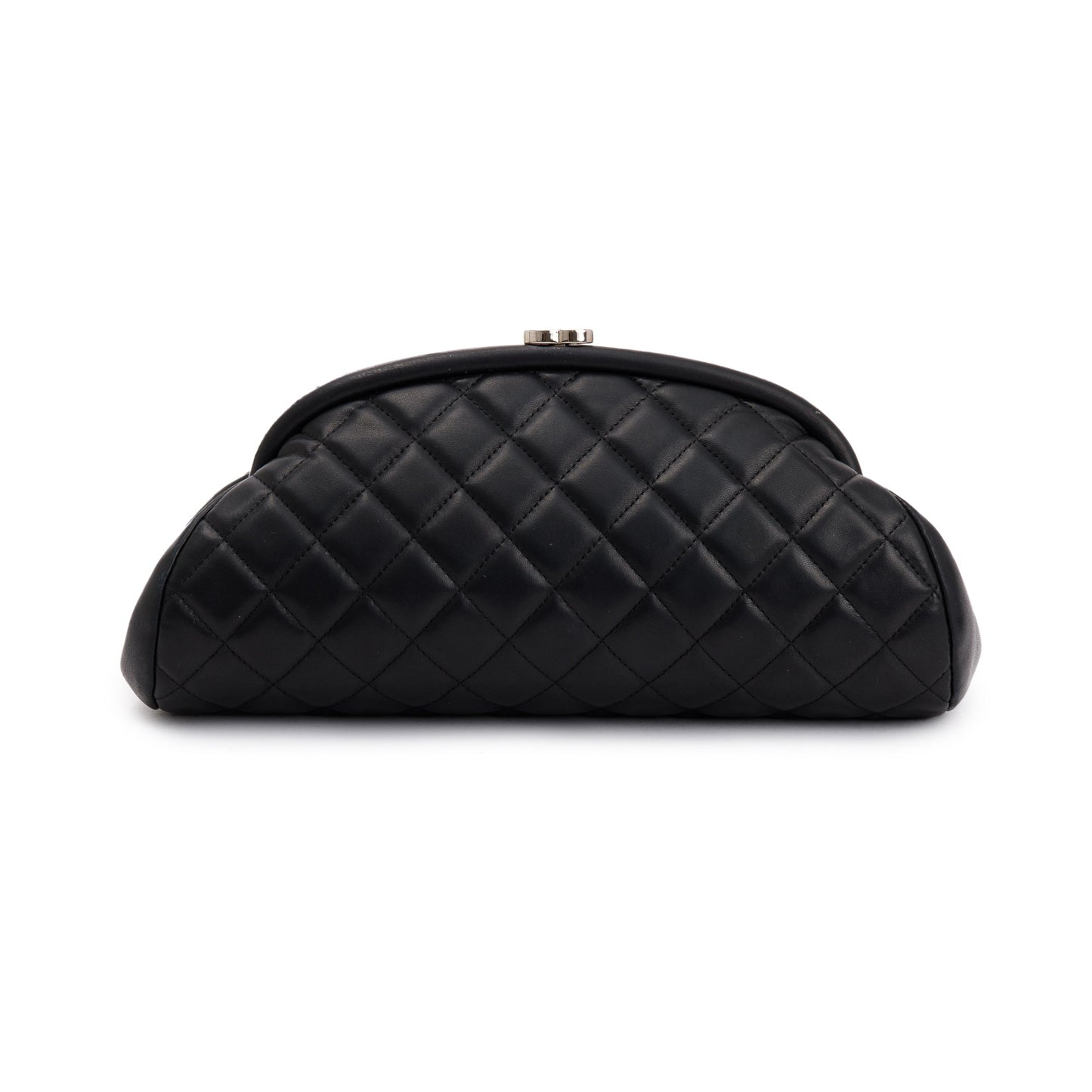 Chanel Black Quilted Lambskin Leather Timeless Frame Clutch
