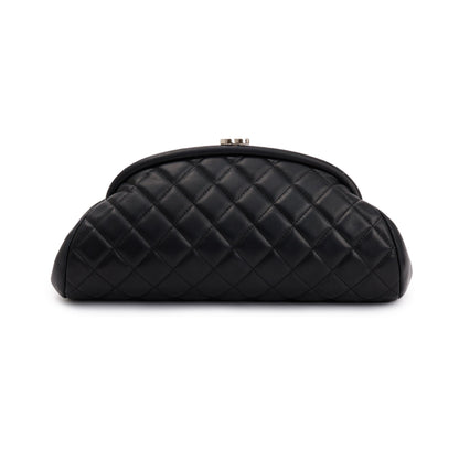 Chanel Black Quilted Lambskin Leather Timeless Frame Clutch