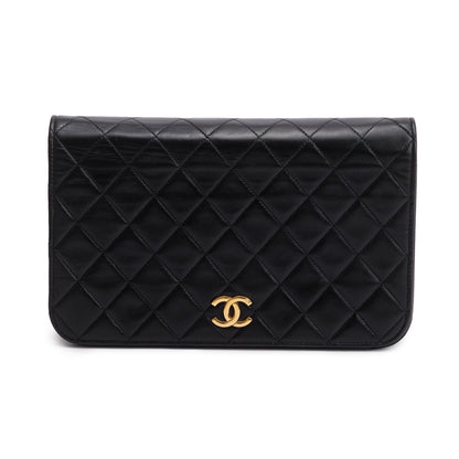 Chanel Black Quilted Lambskin Leather Vintage Medium Full Flap Bag