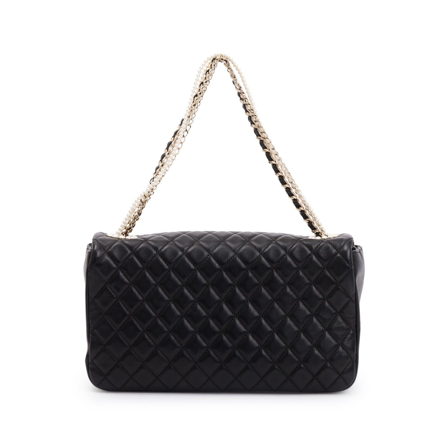 Chanel Black Quilted Lambskin Leather Westmintser Pearl Flap Bag