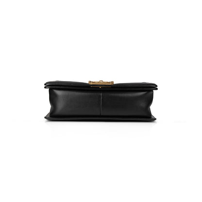 Chanel Black Quilted Lambskin Medium Boy Bag
