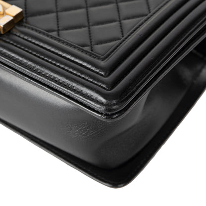 Chanel Black Quilted Lambskin Medium Boy Bag