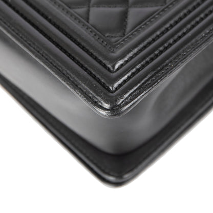 Chanel Black Quilted Lambskin Medium Boy Bag