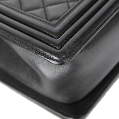 Chanel Black Quilted Lambskin Medium Boy Bag