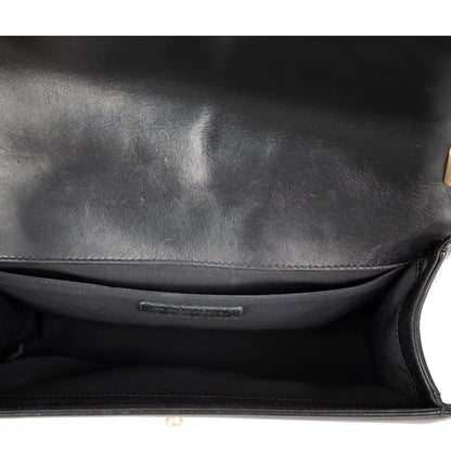 Chanel Black Quilted Lambskin Medium Boy Bag