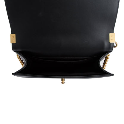 Chanel Black Quilted Lambskin Medium Boy Bag