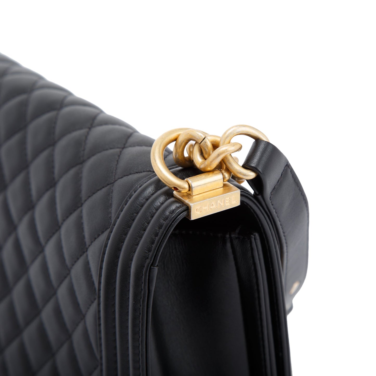 Chanel Black Quilted Lambskin Medium Boy Bag