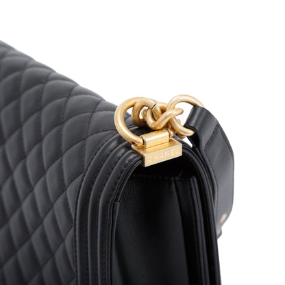 Chanel Black Quilted Lambskin Medium Boy Bag