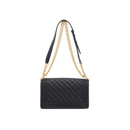 Chanel Black Quilted Lambskin Medium Boy Bag