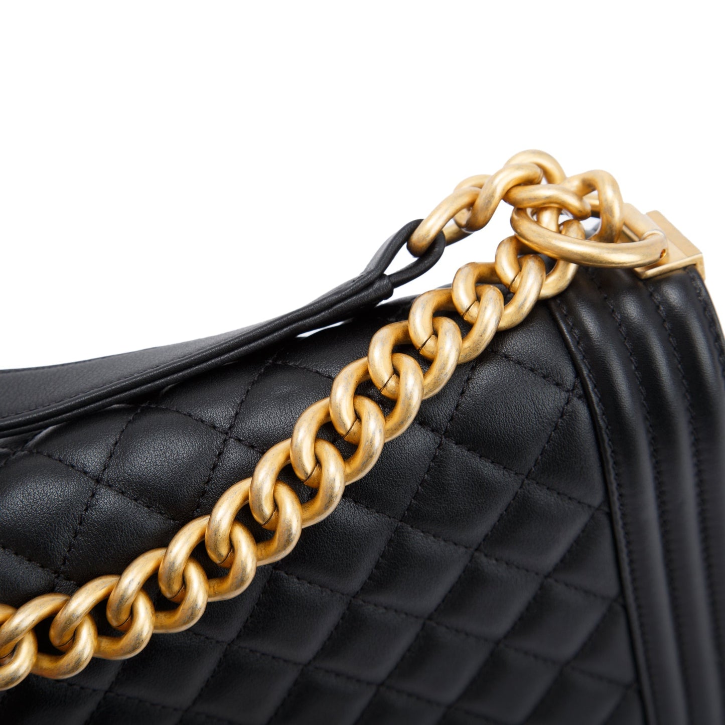 Chanel Black Quilted Lambskin Medium Boy Bag