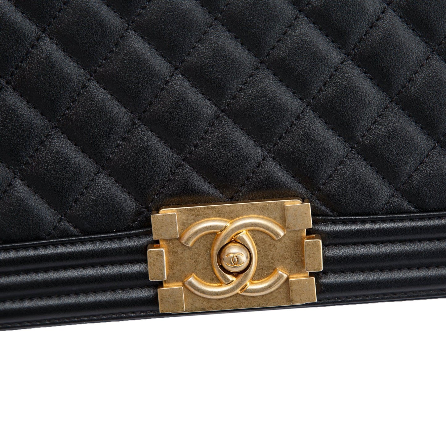 Chanel Black Quilted Lambskin Medium Boy Bag