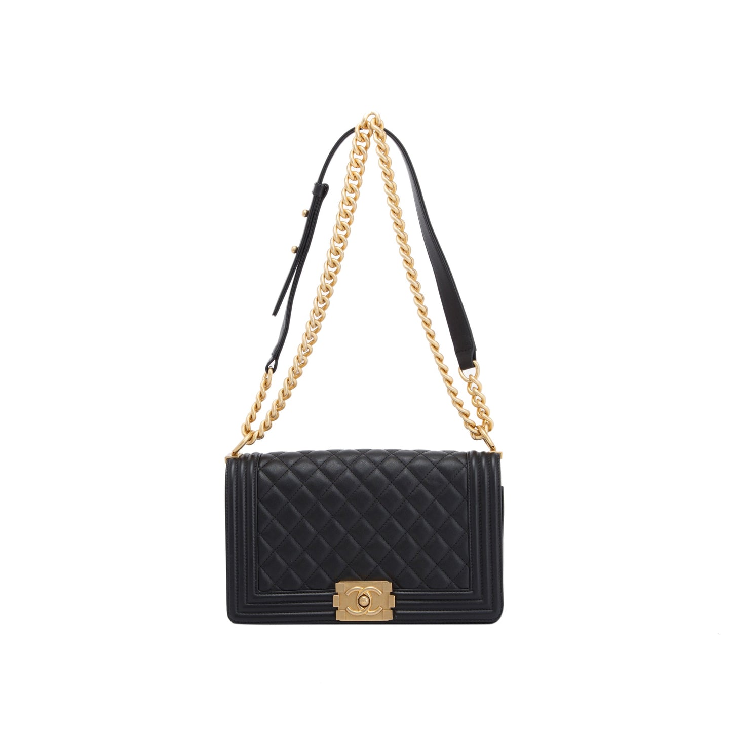 Chanel Black Quilted Lambskin Medium Boy Bag