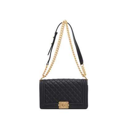 Chanel Black Quilted Lambskin Medium Boy Bag