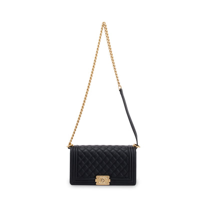 Chanel Black Quilted Lambskin Medium Boy Bag