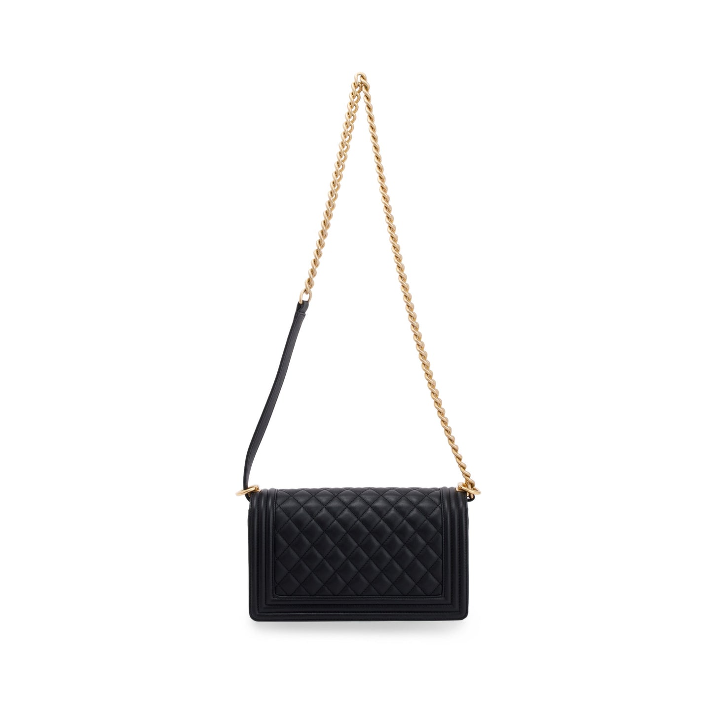 Chanel Black Quilted Lambskin Medium Boy Bag