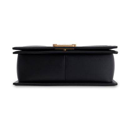 Chanel Black Quilted Lambskin Medium Boy Bag