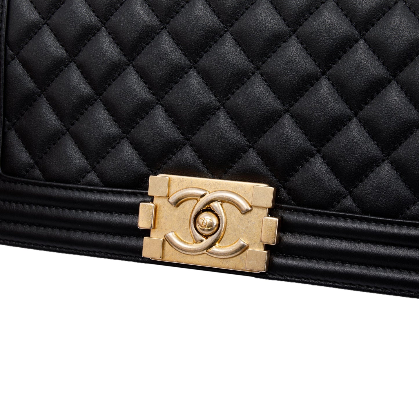 Chanel Black Quilted Lambskin Medium Boy Bag