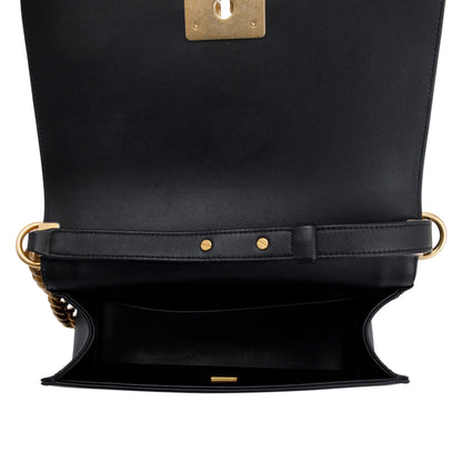 Chanel Black Quilted Lambskin Medium Boy Bag
