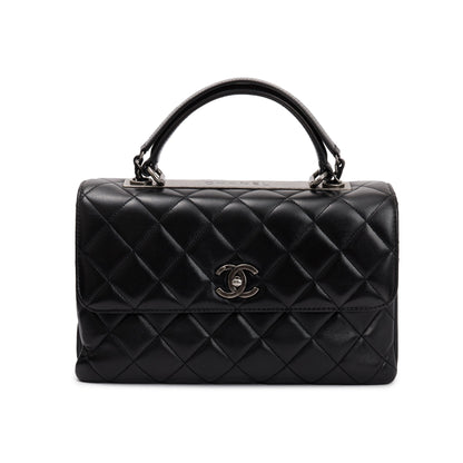 Chanel Black Quilted Lambskin Trendy CC Medium Top Handle Flap Bag