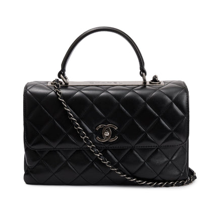 Chanel Black Quilted Lambskin Trendy CC Medium Top Handle Flap Bag