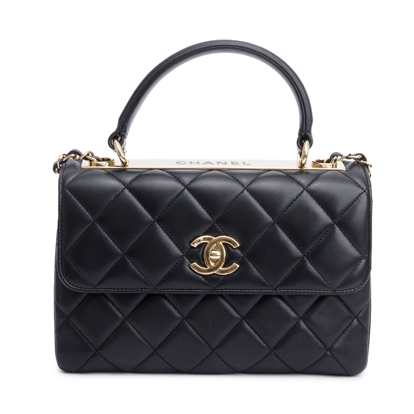 Chanel Black Quilted Lambskin Trendy CC Small Top Handle Flap Bag