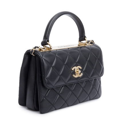 Chanel Black Quilted Lambskin Trendy CC Small Top Handle Flap Bag