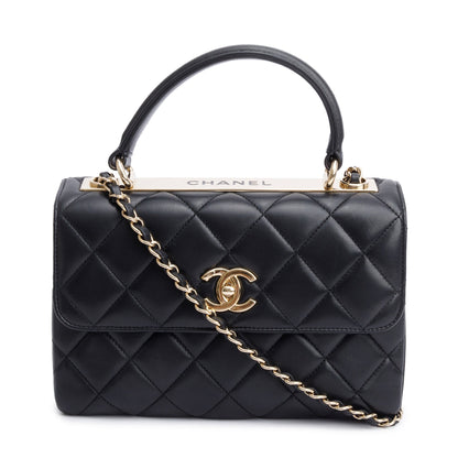 Chanel Black Quilted Lambskin Trendy CC Small Top Handle Flap Bag