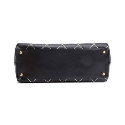 Chanel Black Quilted Leather Large Surpique Bowler Bag
