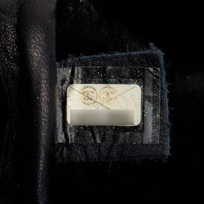 Chanel Black Quilted Nubuck Shearling CC Flap Bag