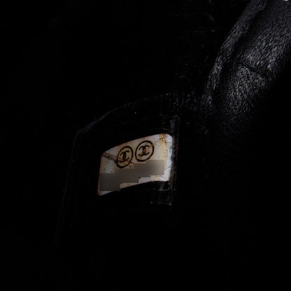 Chanel Black Quilted Nubuck Shearling Medium Reissue Tote