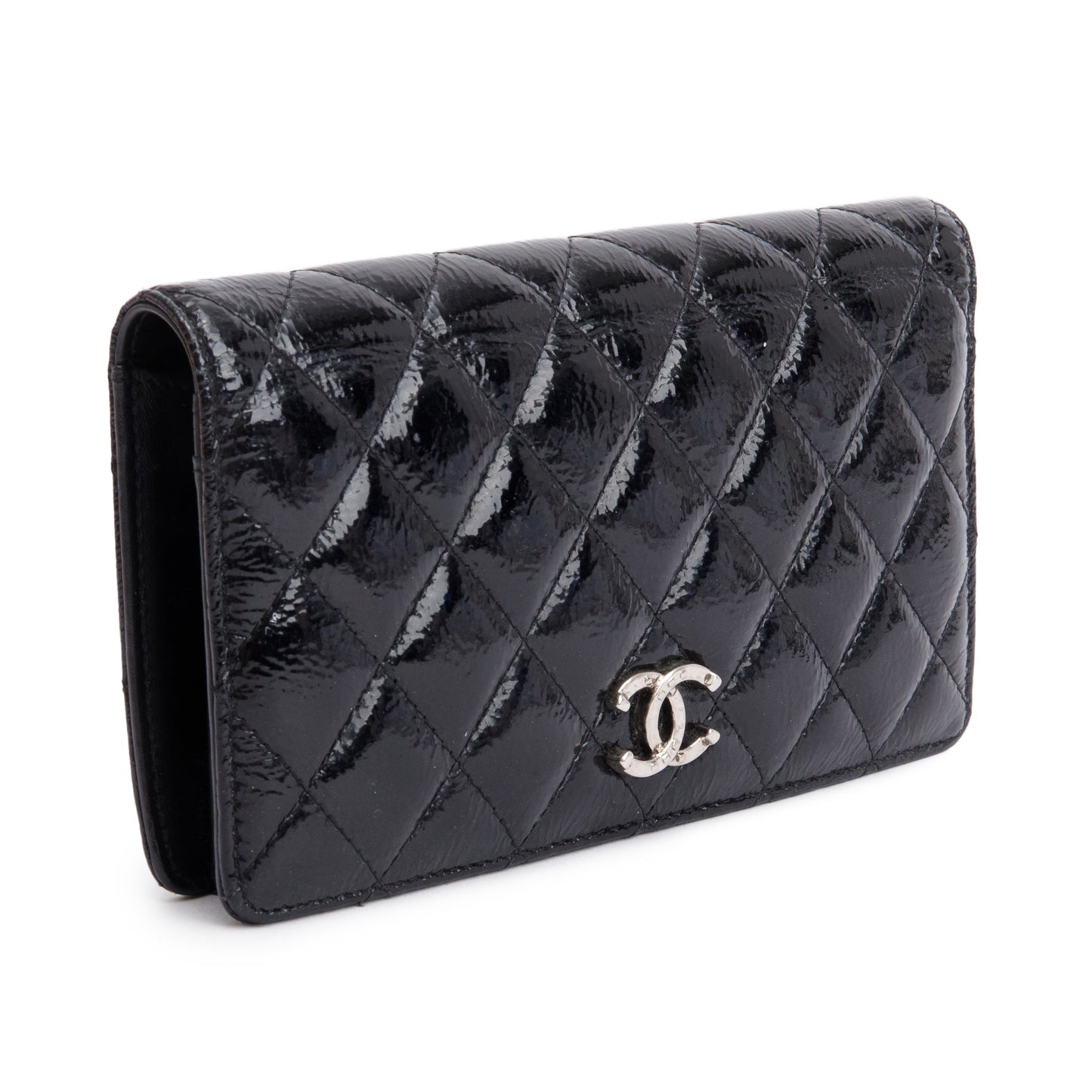 Chanel Black Quilted Patent Leather Brilliant Yen Wallet