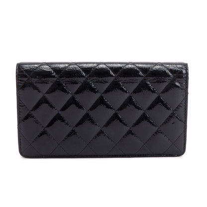 Chanel Black Quilted Patent Leather Brilliant Yen Wallet