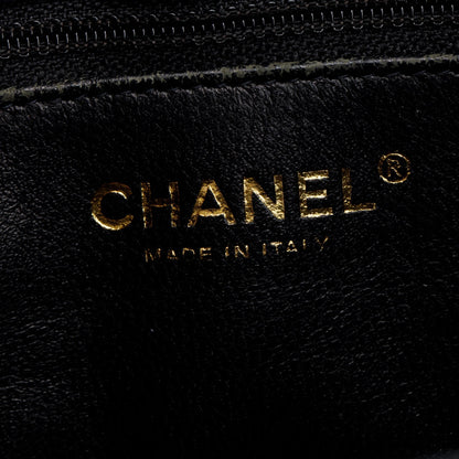 Chanel Black Quilted Patent Leather Chocolate Bar CC Tote Bag