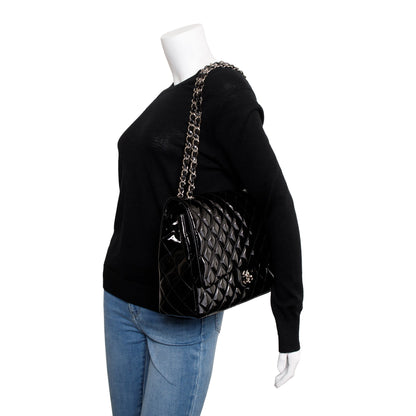 Chanel Black Quilted Patent Leather Classic Maxi Double Flap Bag