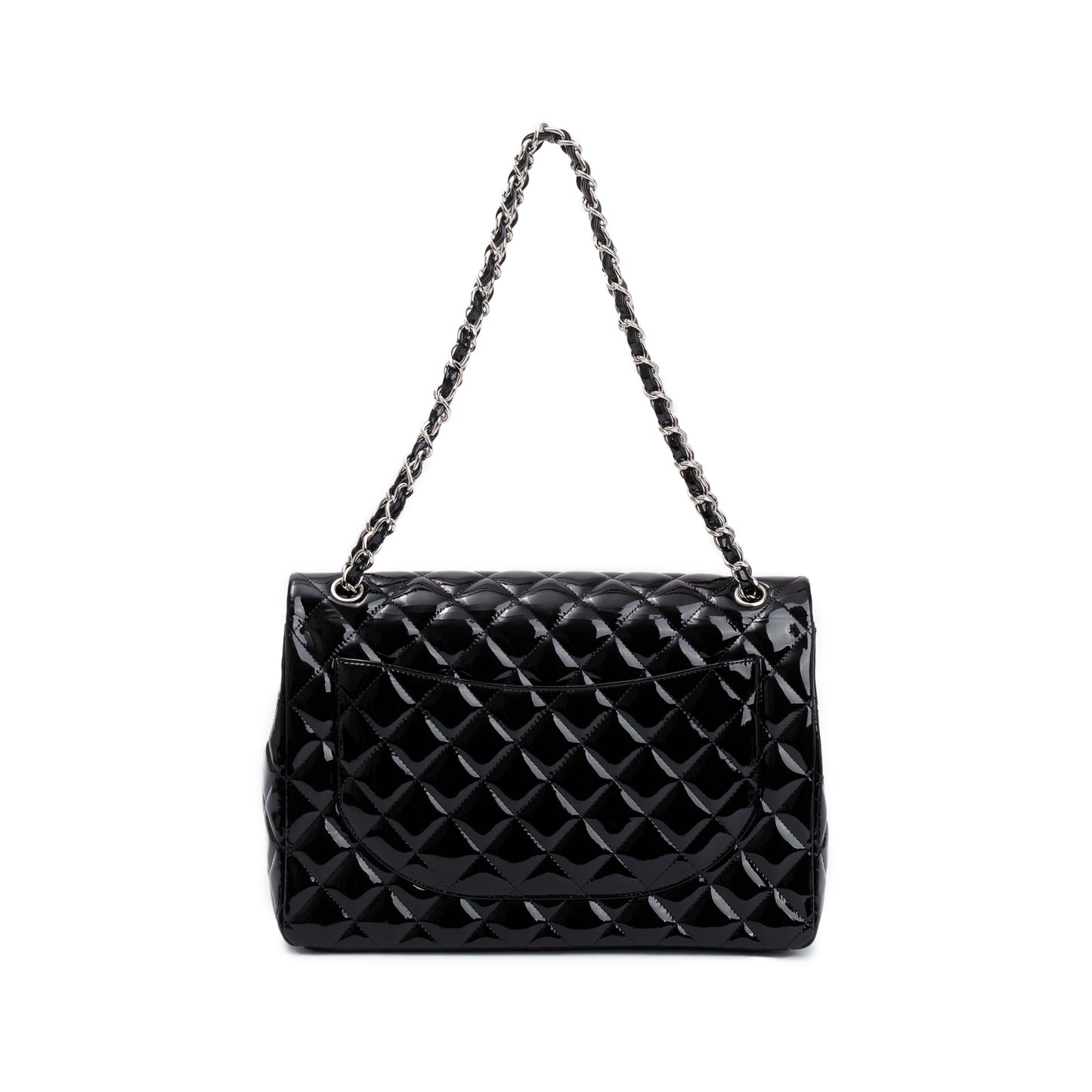 Chanel Black Quilted Patent Leather Classic Maxi Double Flap Bag