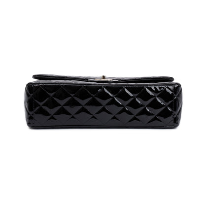 Chanel Black Quilted Patent Leather Classic Maxi Double Flap Bag