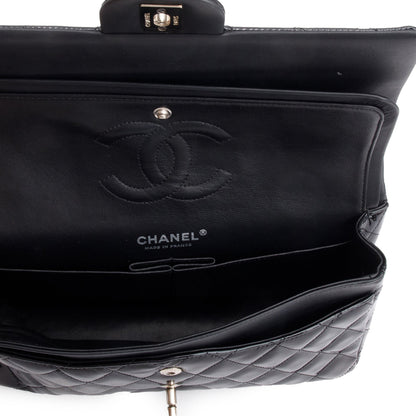 Chanel Black Quilted Patent Leather Classic Medium Double Flap Bag