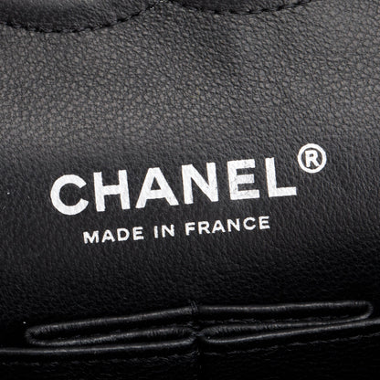 Chanel Black Quilted Patent Leather Classic Medium Double Flap Bag