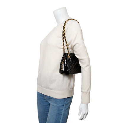 Chanel Black Quilted Patent Leather Mini Tote