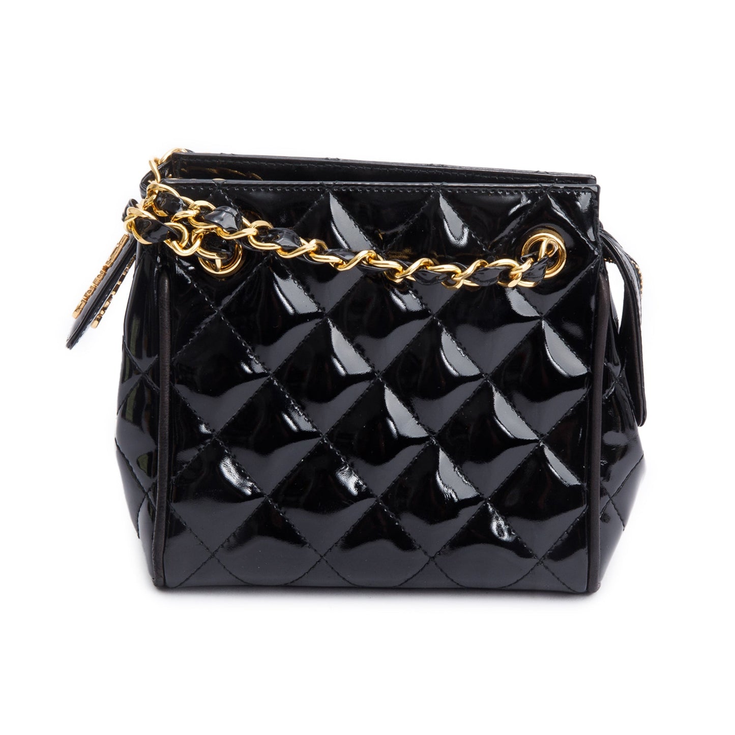 Chanel Black Quilted Patent Leather Mini Tote