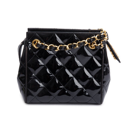 Chanel Black Quilted Patent Leather Mini Tote