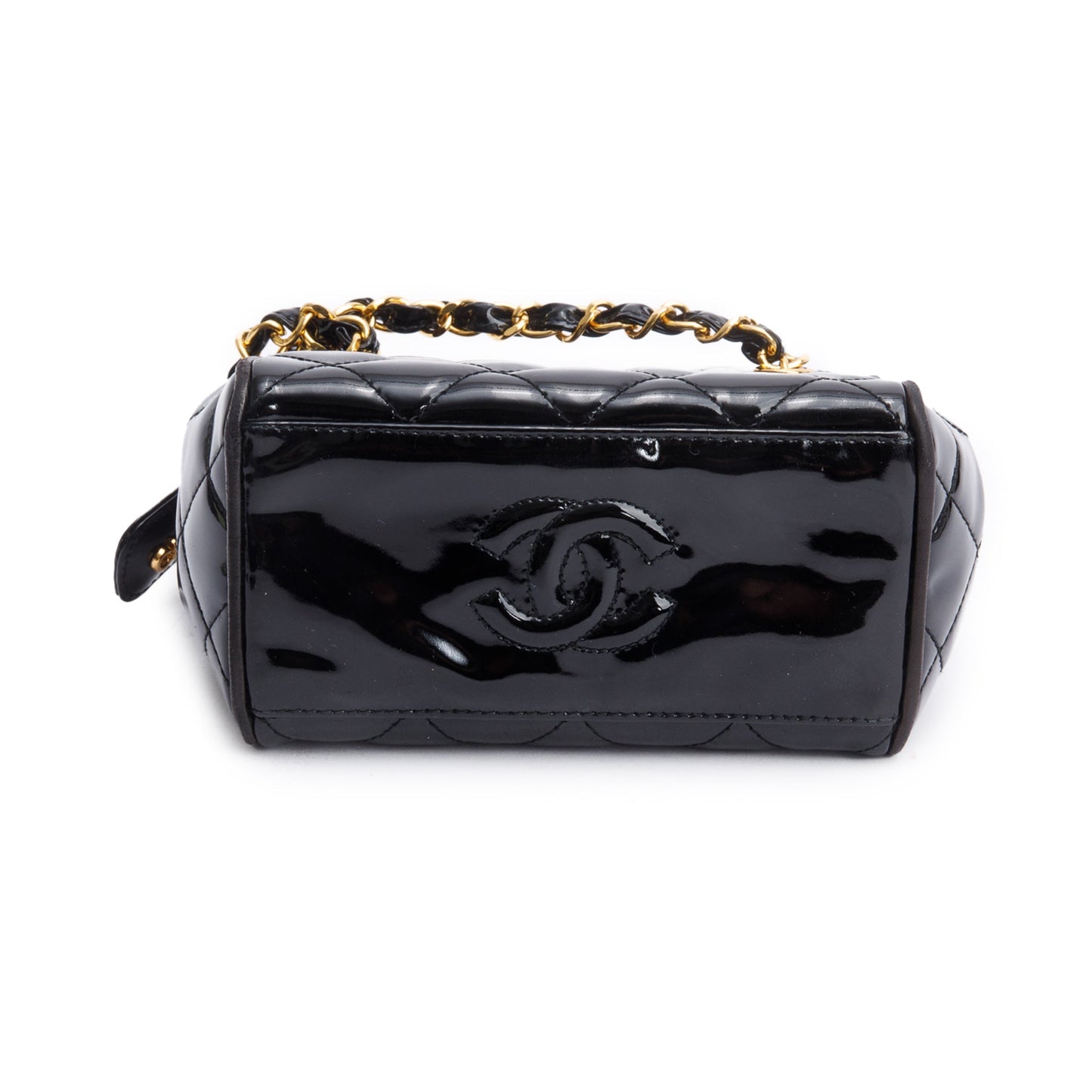 Chanel Black Quilted Patent Leather Mini Tote