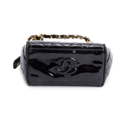 Chanel Black Quilted Patent Leather Mini Tote
