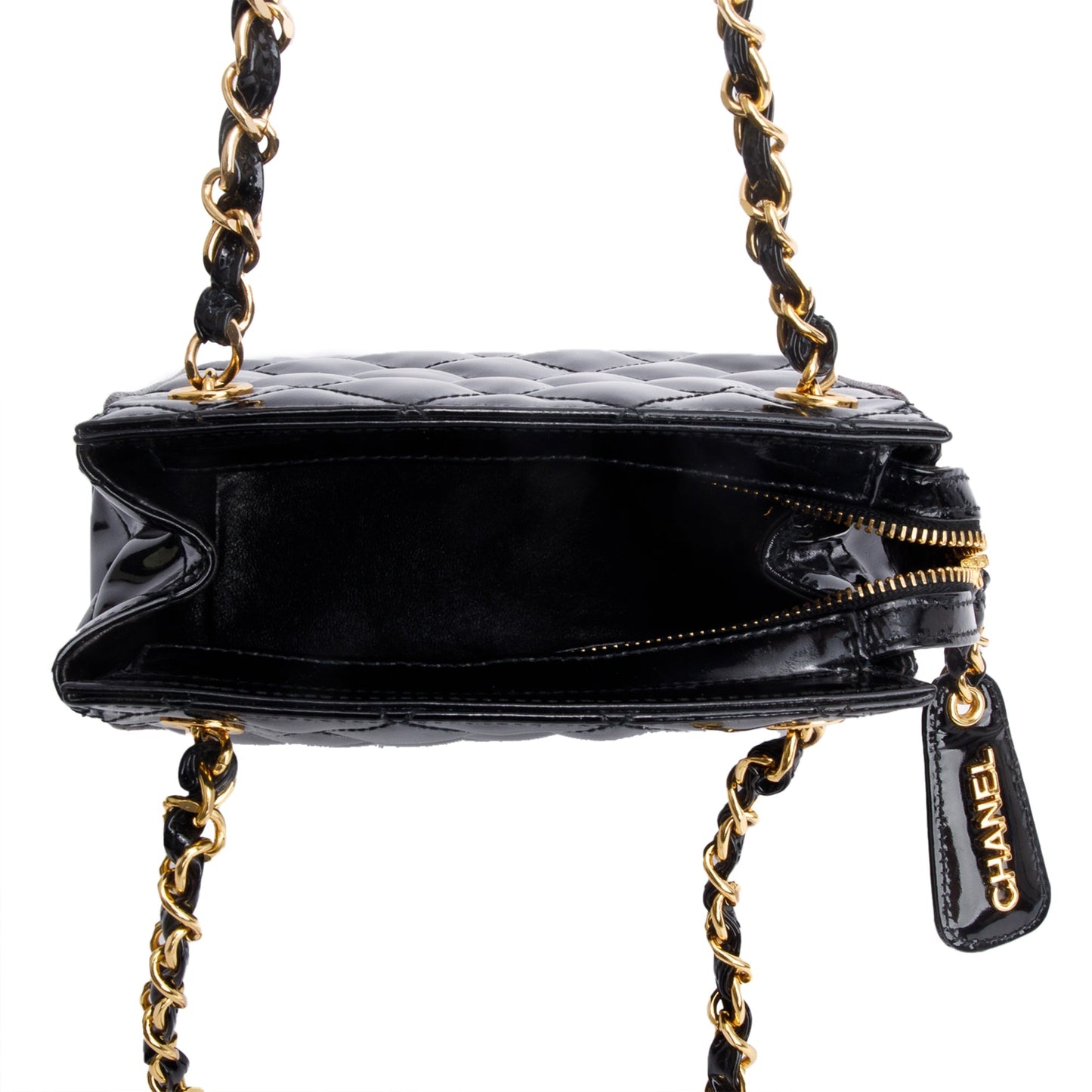Chanel Black Quilted Patent Leather Mini Tote