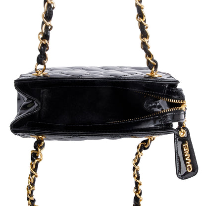 Chanel Black Quilted Patent Leather Mini Tote